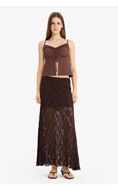 Yüksek Bel Dantel Maxi Etek F8063AX25SMBN267