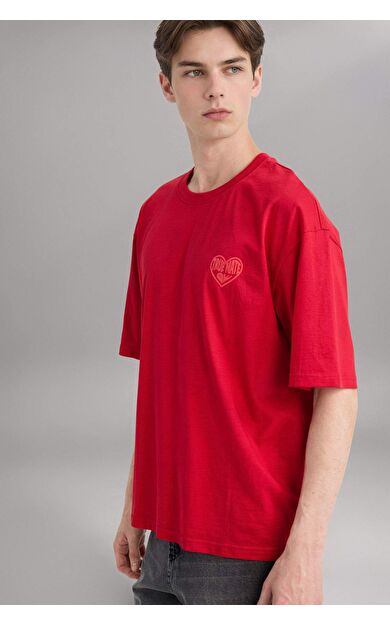 %100 Pamuk Boxy Fit Baskılı Tişört