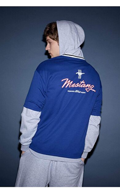 DeFacto Ford Motor Company Loose Fit V Yaka Baskılı Kısa Kollu Tişört