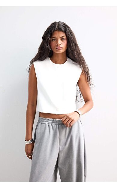 DeFacto Oversize Geniş Kalıp Bisiklet Yaka Krep Yelek