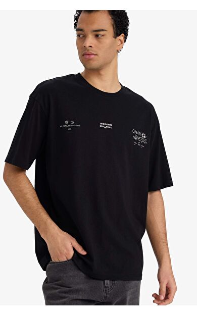 %100 Pamuk Boxy Fit Baskılı Tişört