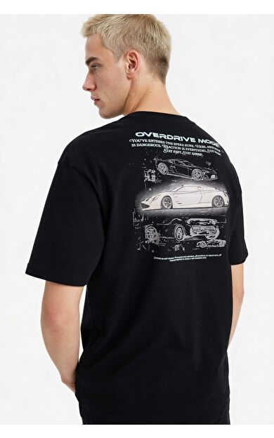 %100 Pamuk Boxy Fit Baskılı Tişört