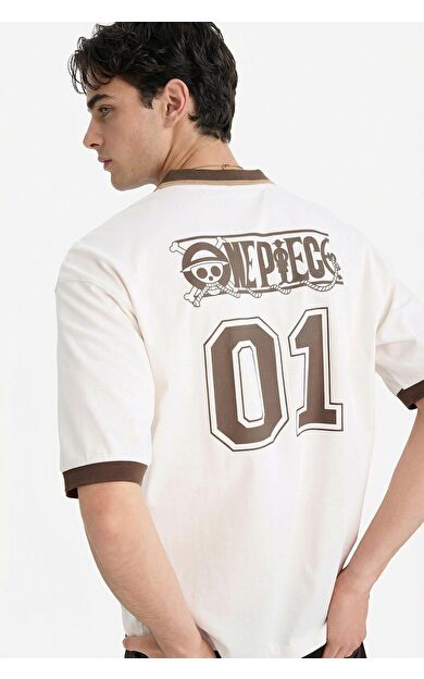 DeFacto One Piece Loose Fit Polo Yaka Baskılı Kısa Kollu Tişört