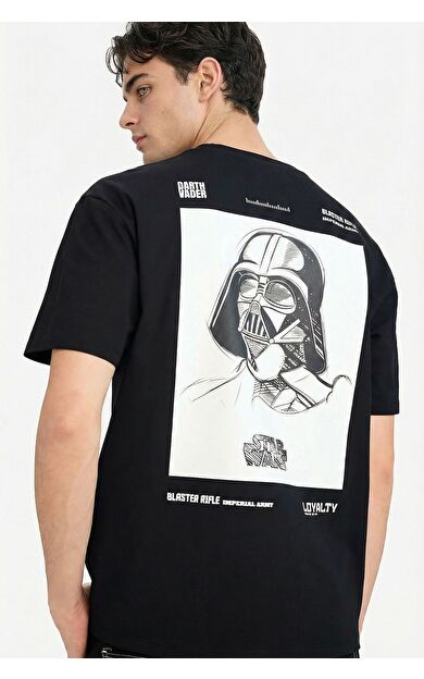 DeFacto Star Wars Boxy Fit Bisiklet Yaka Sırt Baskılı Kısa Kollu Tişört