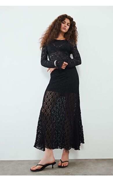 DeFacto A Kesim Normal Bel Astarlı Dantel Maxi Etek