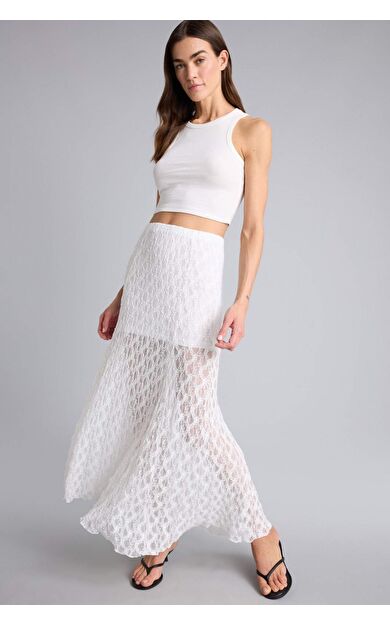 A Kesim Normal Bel Astarlı Dantel Maxi Etek