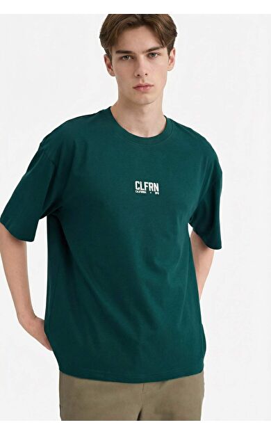 %100 Pamuk Boxy Fit Baskılı Tişört