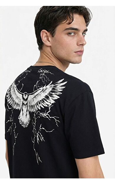 %100 Pamuk Boxy Fit Baskılı Tişört