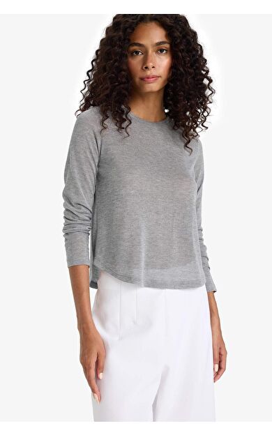 DeFacto Regular Fit Bisiklet Yaka Uzun Kollu Tişört