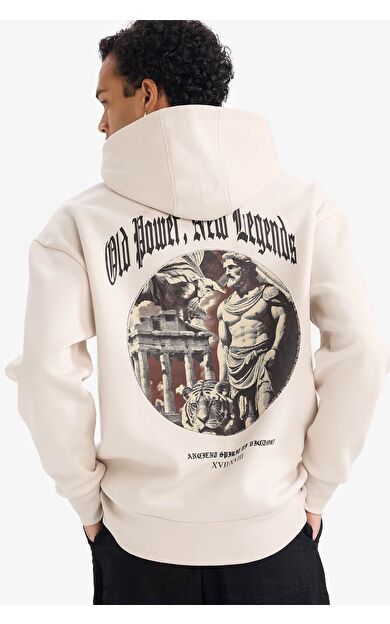 DeFacto Boxy Fıt Kapüşonlu Baskılı Sweatshirt