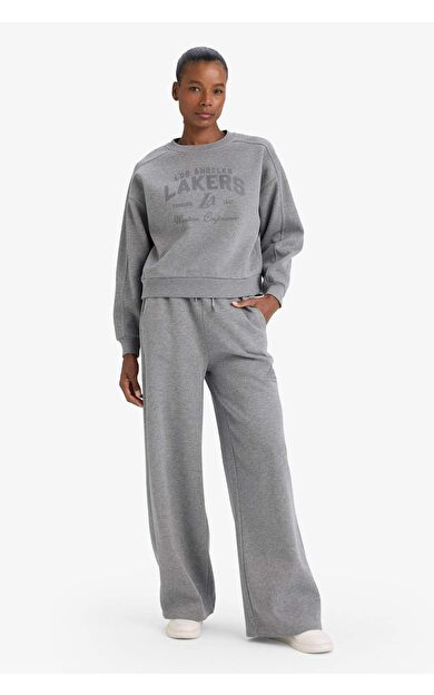 DeFacto NBA Los Angeles Lakers Wide Leg Cepli Geniş Paça Standart Boy Pantolon