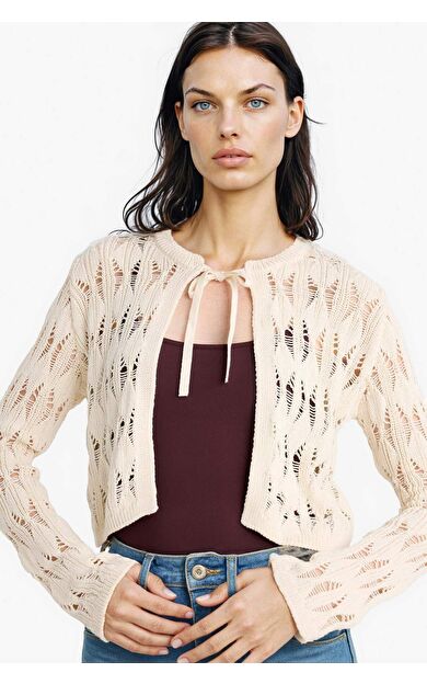 DeFacto Slim Fit Dar Kesim Bisiklet Yaka Hırka F8219AX25AUWT32