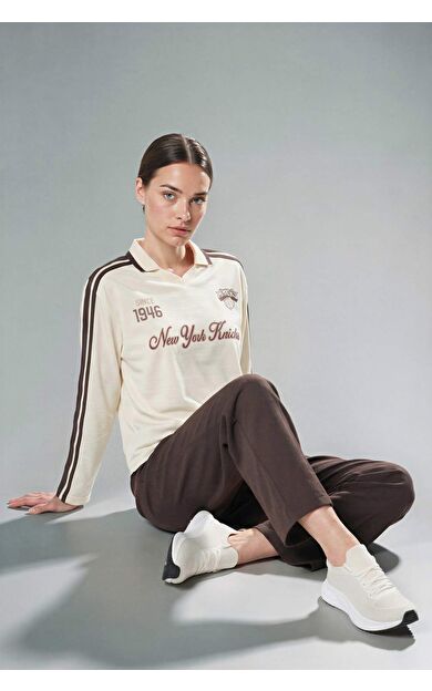 DeFacto NBA New York Knıcks Oversıze Polo Yaka Tül Uzun Kollu Polo Tişört