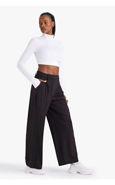 DeFacto DeFactoFit Wide Leg Geniş Paça Cepli Pileli Standart Boy Premium Sporcu Pantolon
