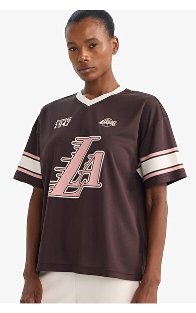 NBA Los Angeles Lakers Oversize Geniş Kalıp Tül Kısa Kollu Tişört