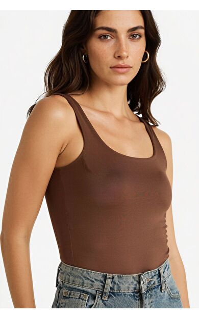 DeFacto Kare Yaka Basic Düz Çıtçıtlı Body