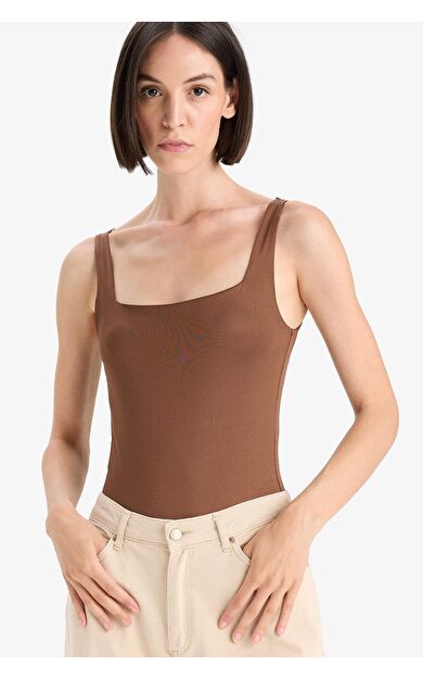 DeFacto Kare Yaka Basic Düz Çıtçıtlı Body F8245AX25HSBN316