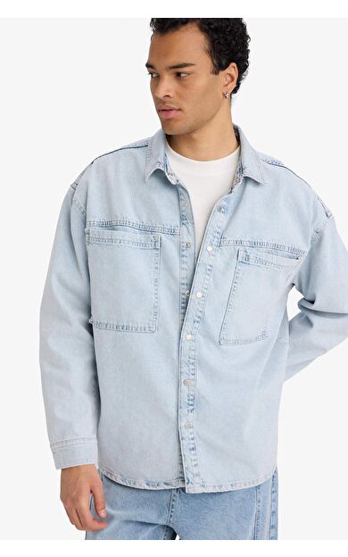 Oversize Geniş Kalıp Jean Uzun Kollu Gömlek