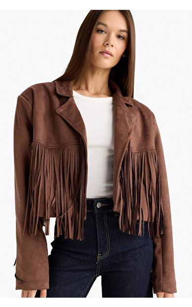 Tafta Püsküllü Süet Ceket