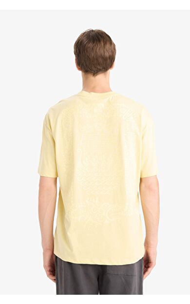 DeFacto Boxy Fit Bisiklet Yaka Baskılı Kısa Kollu Tişört F8328AX25AUYL188