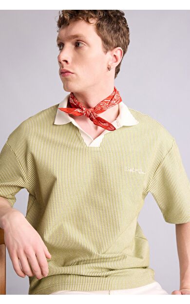 DeFacto Dokulu Boxy Fit Polo Tişört