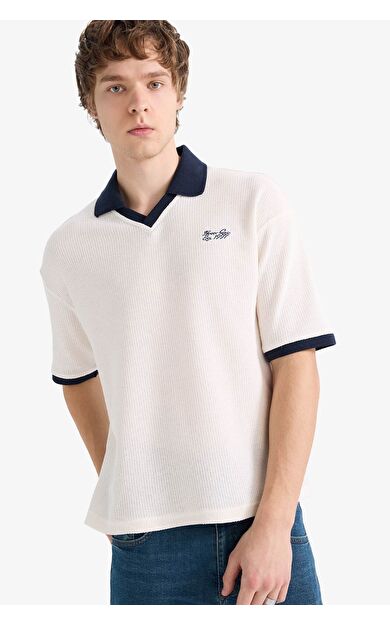 DeFacto Dokulu Boxy Fit Polo Tişört