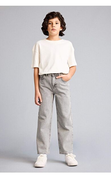 Wıde Leg Düz Paça Jean Pantolon Erkek Çocuk