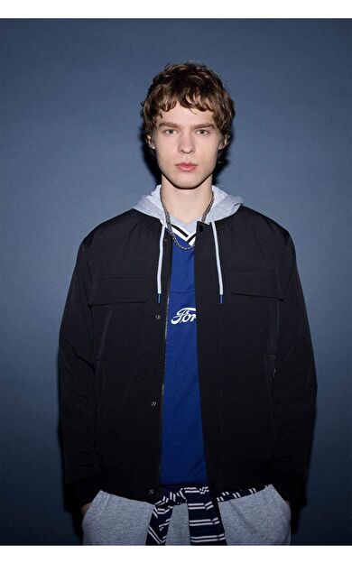 Regular Fıt Kolej Yaka Su Geçirmez Mont