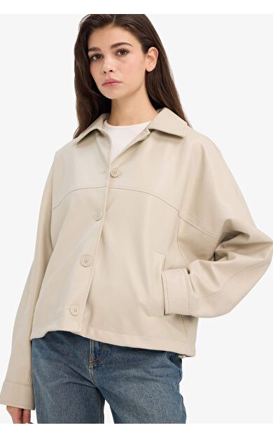 Regular Fit Polo Yaka Suni Deri Mont