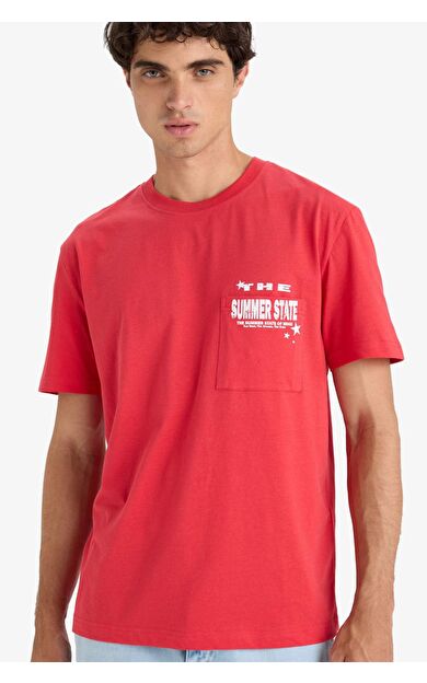 DeFacto Regular Fit Bisiklet Yaka Baskılı Kısa Kollu Tişört F8540AX25HSRD39