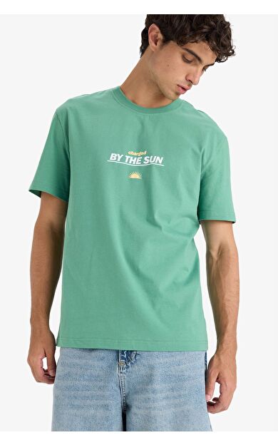 DeFacto Regular Fit Bisiklet Yaka Baskılı Kısa Kollu Tişört F8541AX25HSGN223