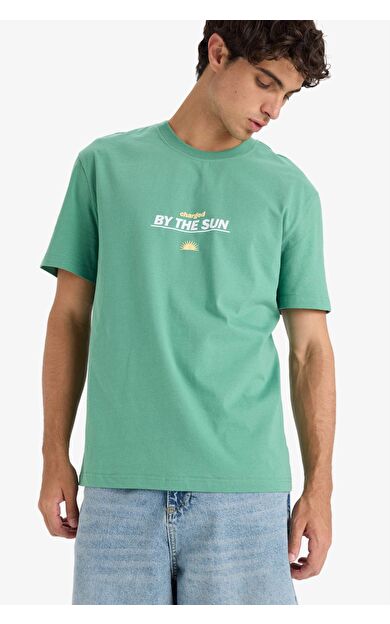 DeFacto Regular Fit Bisiklet Yaka Baskılı Kısa Kollu Tişört F8541AX25HSGN223