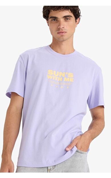 DeFacto Regular Fit Bisiklet Yaka Baskılı Kısa Kollu Tişört F8545AX25HSPR33