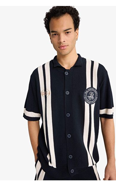 Relax Fit Polo Yaka Kısa kollu Düğmeli Tişört