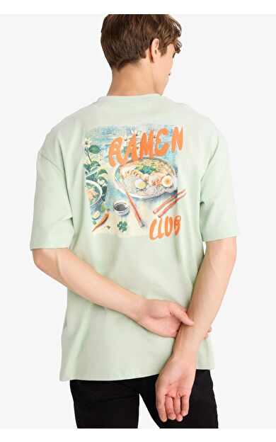 DeFacto Boxy Fit Bisiklet Yaka Baskılı Kısa Kollu Tişört F8569AX25HSGN1180