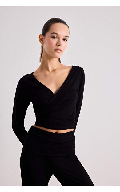 DeFacto Kuşaklı Uzun Kollu Tişört-Fall in Love Loungewear