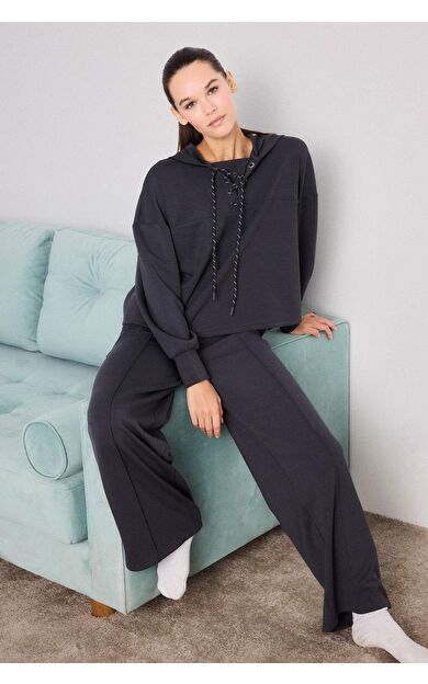 DeFacto Modal Nervürlü Geniş Paça Eşofman Altı-Fall in Love Loungewear