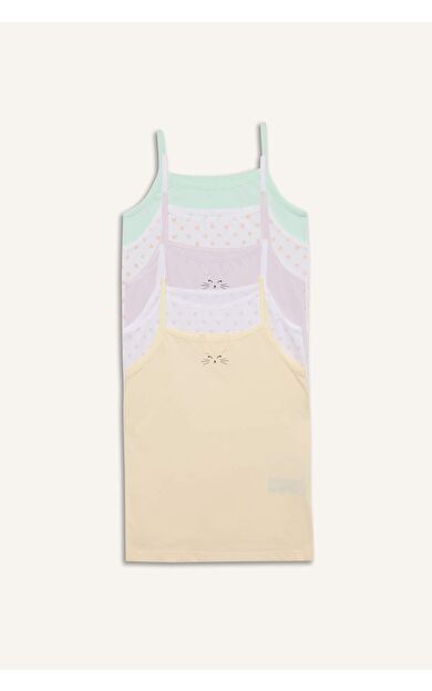 Kız Çocuk Hayvan Desenli 5'li Atlet