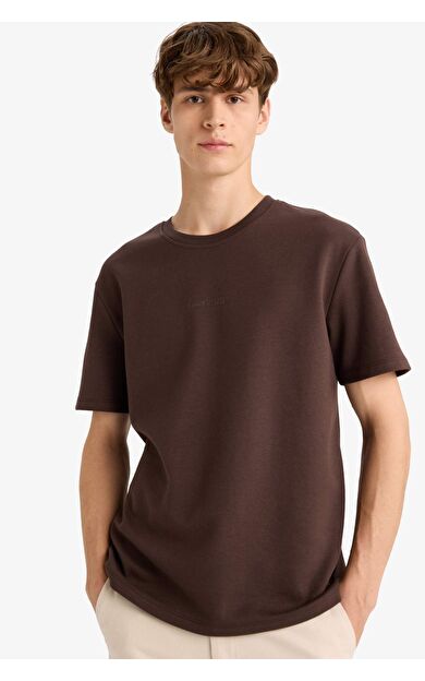 DeFacto Boxy Fit Bisiklet Yaka Baskılı Kısa Kollu Tişört F8590AX25HSBN192