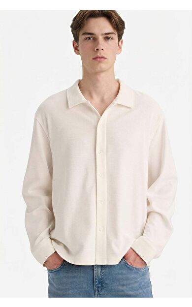 Boxy Fıt Polo Yaka Uzun Kollu Gömlek