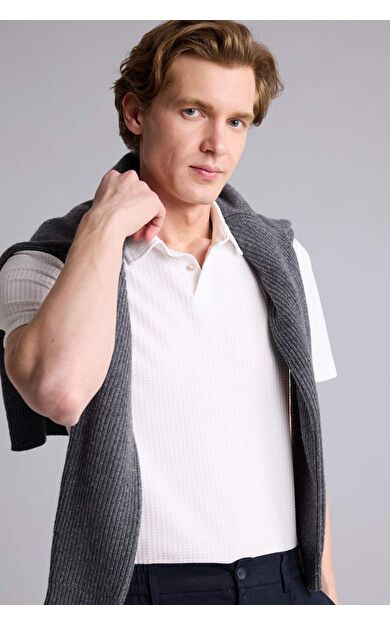 DeFacto Slım Fıt Polo Yaka Waffle Kısa Kollu Polo Tişört