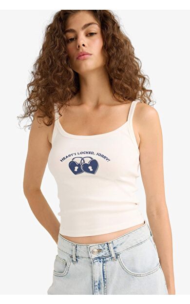 Fitted Baskılı Ribana Atlet