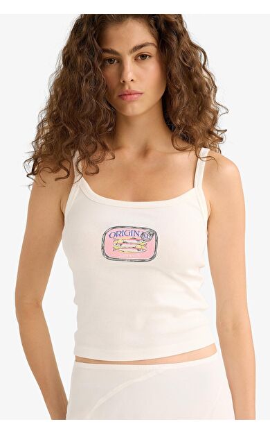 DeFacto Fitted Baskılı Ribana Atlet