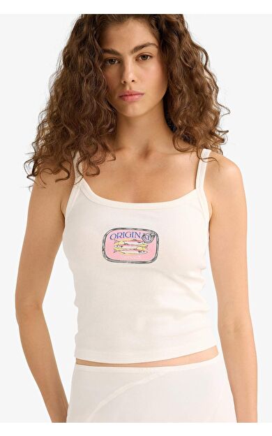 DeFacto Fitted Baskılı Ribana Atlet