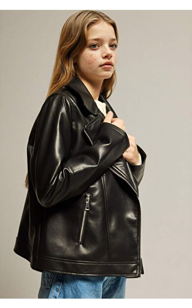Kız Çocuk Suni Deri Ceket