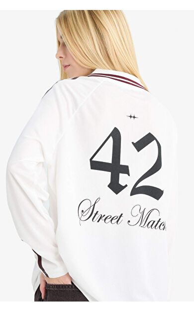 Coool Oversize Geniş Kalıp Polo Yaka Uzun Kollu Tişört