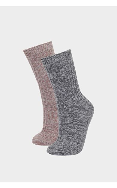 Kadın 2'li Pamuklu Uzun Çorap