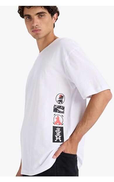 DeFacto Boxy Fit Bisiklet Yaka Baskılı Kısa Kollu Kısa Kollu Tişört F8908AX25HSWT34