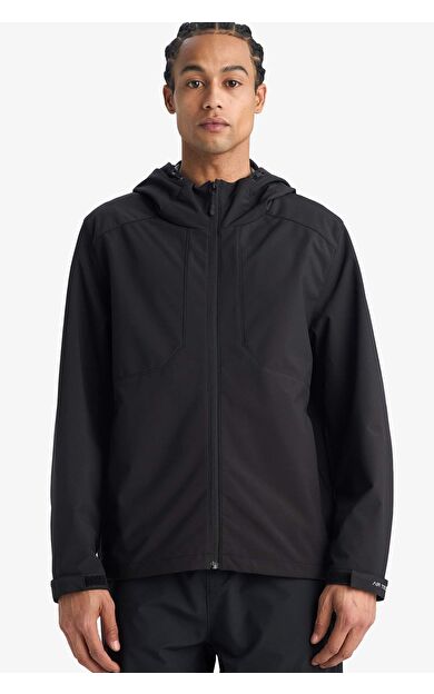 Rüzgar Geçirmez Su İtici 	 Regular Fıt Kapüşonlu Fermuarlı Mont
