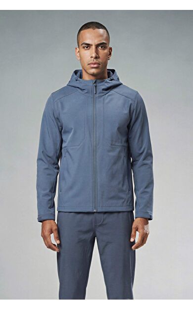 Rüzgar Geçirmez Su İtici 	 Regular Fıt Kapüşonlu Fermuarlı Mont